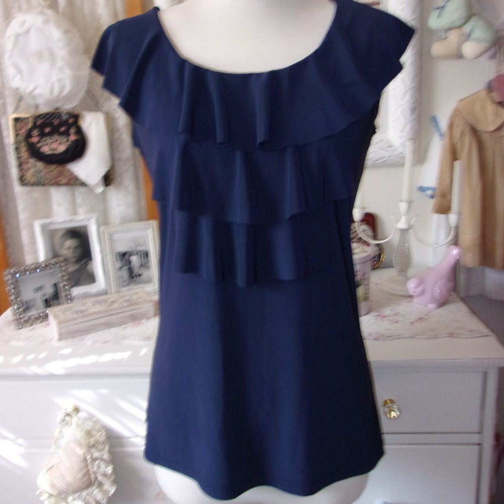 Sleeveless Ruffled Front Top